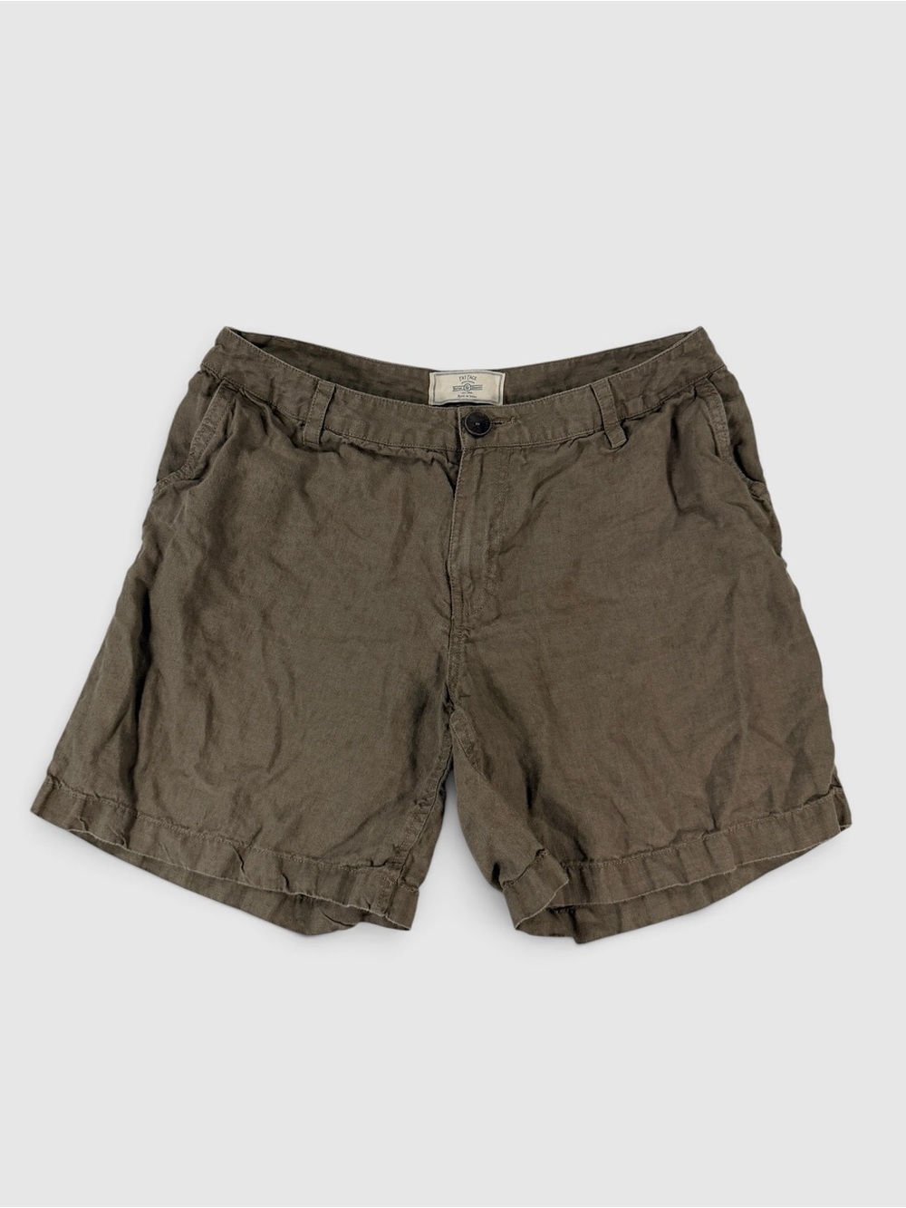 FatFace Olive Khaki 100% Irish Linen Chino Shorts Baird McNutt Size UK 12 US 8